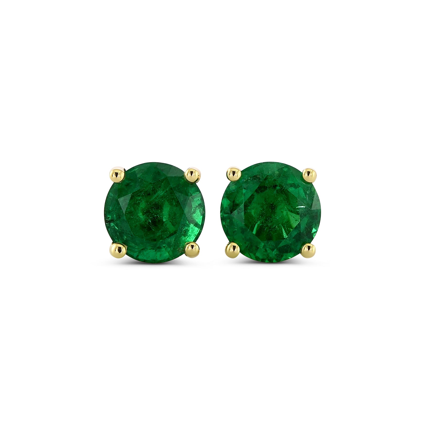 Round Emerald Stud Earrings