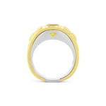 Fancy Intense Yellow Emerald Diamond Fleur de Lis Men's Ring