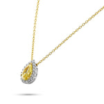 Fancy Intense Yellow Pear Halo Diamond Pendant