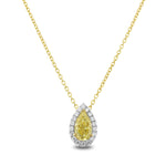 Fancy Intense Yellow Pear Halo Diamond Pendant