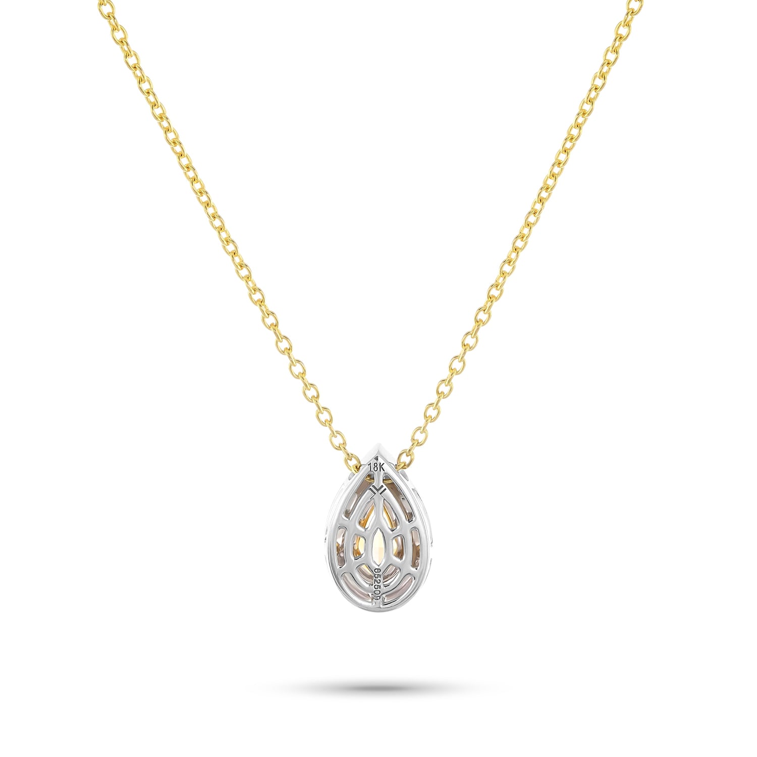 Fancy Intense Yellow Pear Halo Diamond Pendant