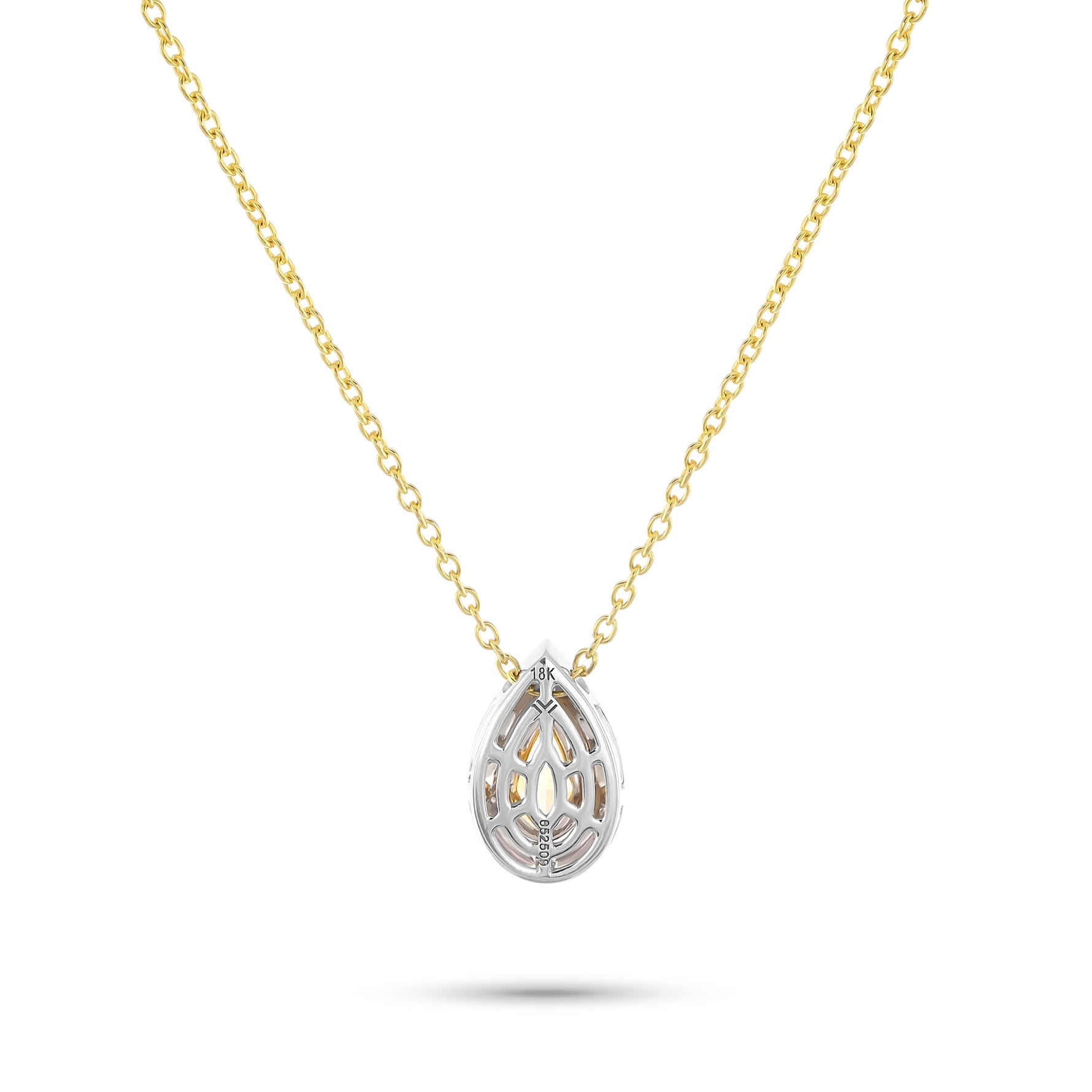 Fancy Intense Yellow Pear Halo Diamond Pendant