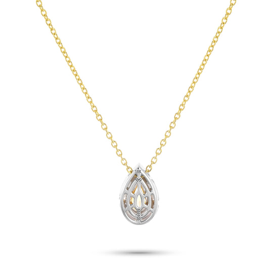 Fancy Intense Yellow Pear Halo Diamond Pendant