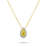 Fancy Intense Yellow Pear Halo Diamond Pendant
