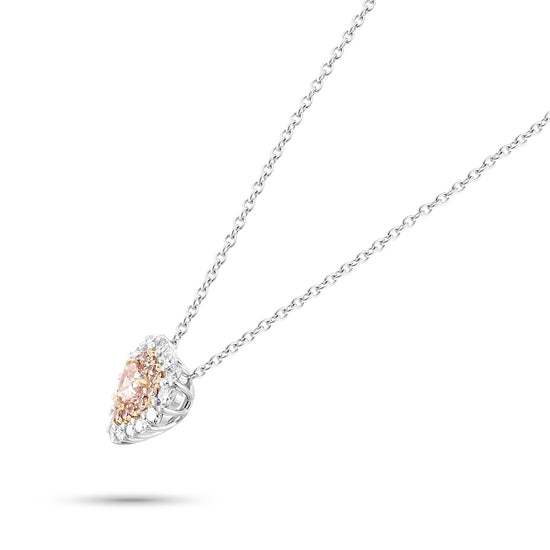 Fancy Pinkish Purple Heart Double Halo Diamond Pendant