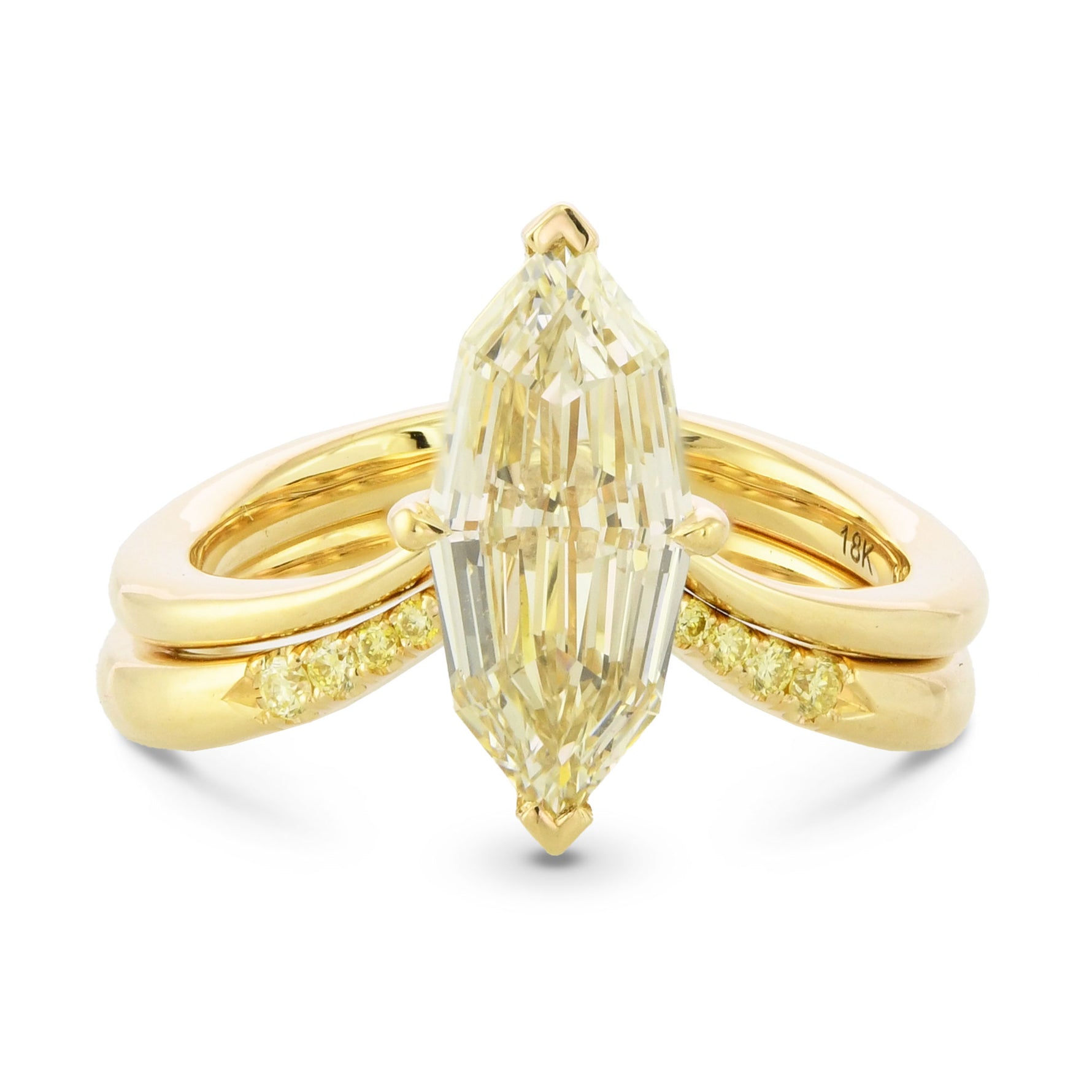 Fancy Light Brownish Yellow Marquise Solitaire & Diamond Wedding Band