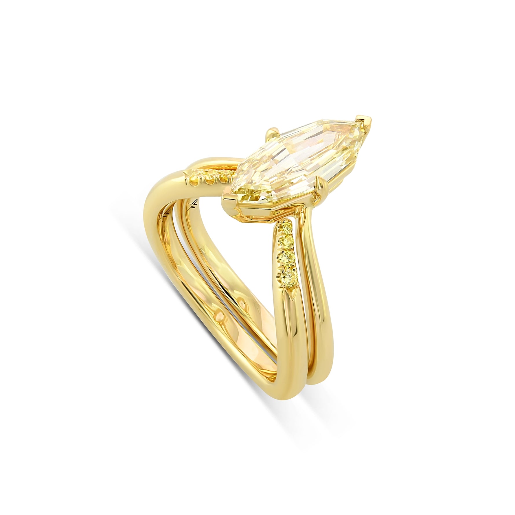 Fancy Light Brownish Yellow Marquise Solitaire & Diamond Wedding Band