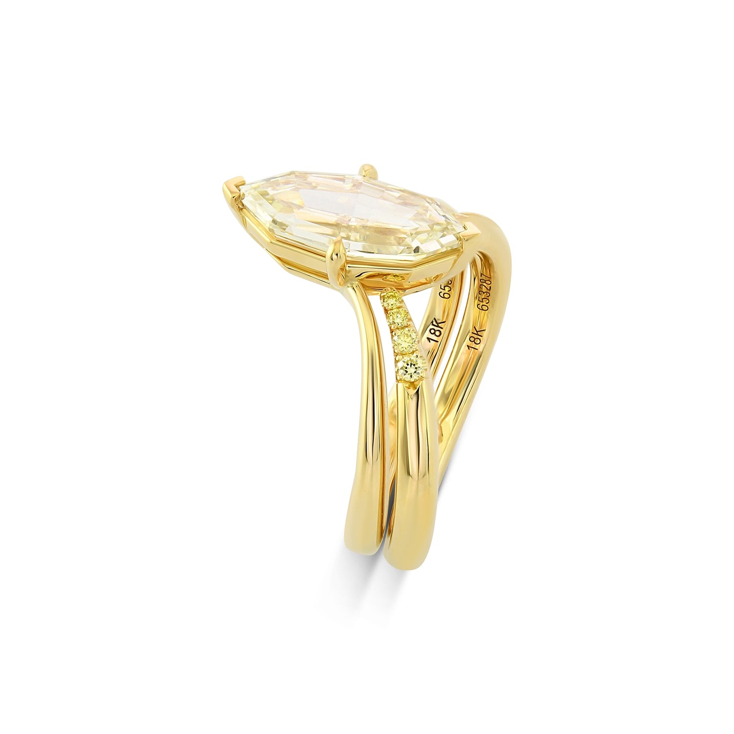 Fancy Light Brownish Yellow Marquise Solitaire & Diamond Wedding Band