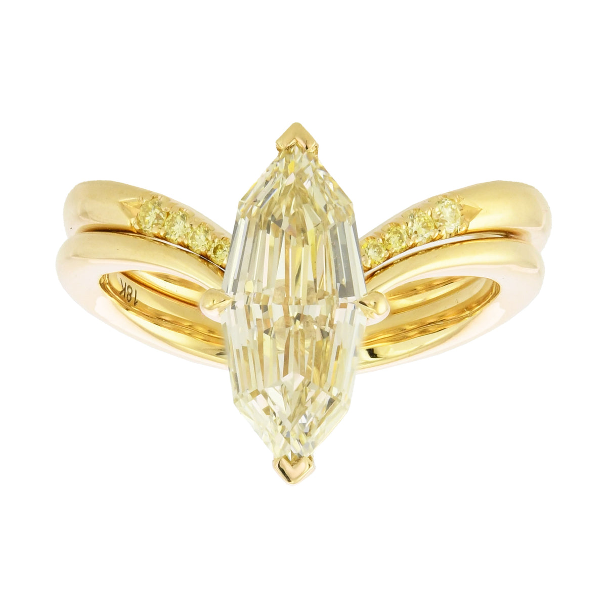 Fancy Light Brownish Yellow Marquise Solitaire & Diamond Wedding Band