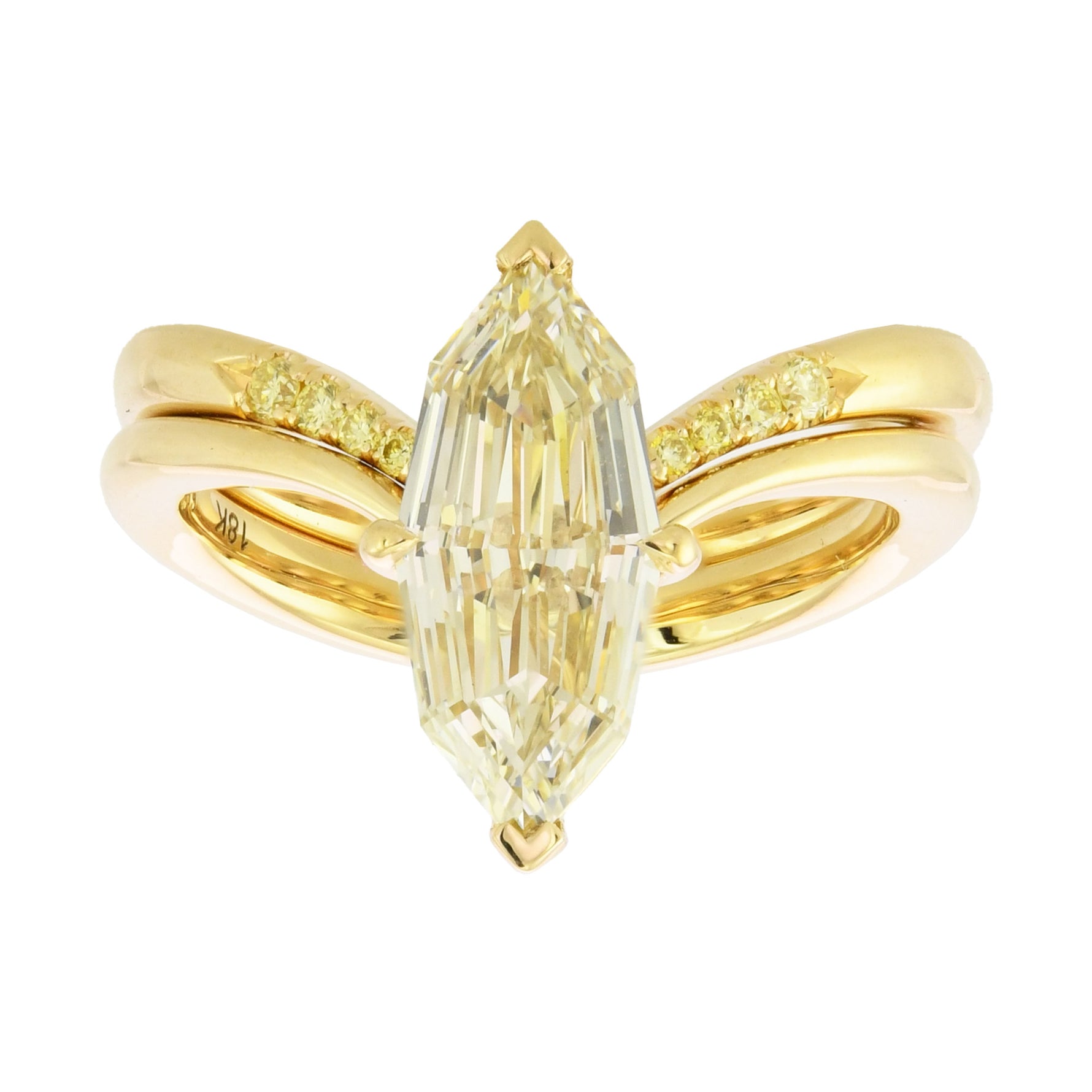 Fancy Light Brownish Yellow Marquise Solitaire & Diamond Wedding Band