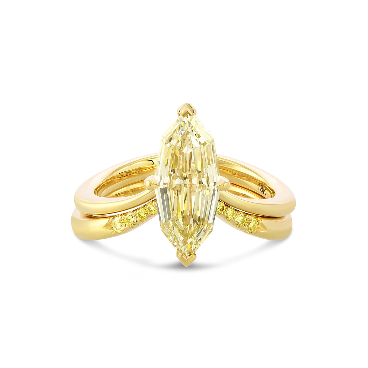 Fancy Light Brownish Yellow Marquise Solitaire & Diamond Wedding Band