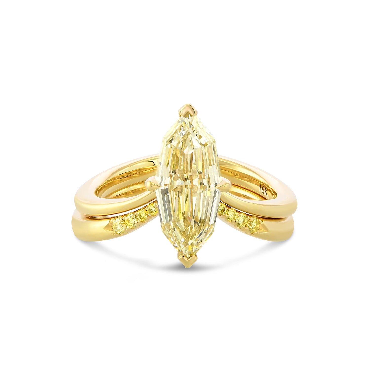 Fancy Light Brownish Yellow Marquise Solitaire & Diamond Wedding Band