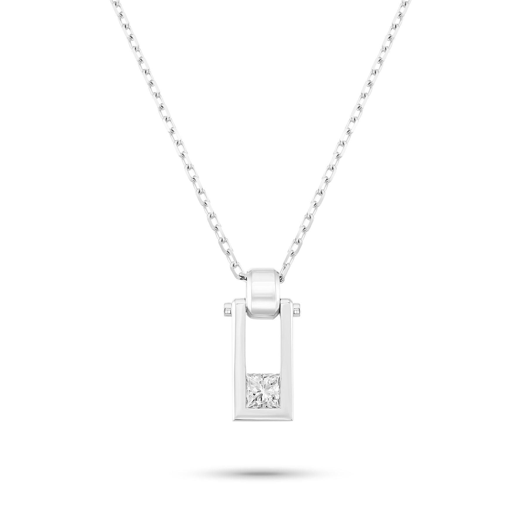 Princess-Cut White Diamond Men's Pendant
