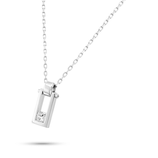 Princess-Cut White Diamond Men's Pendant