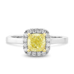 Fancy Yellow Cushion Halo Diamond Ring