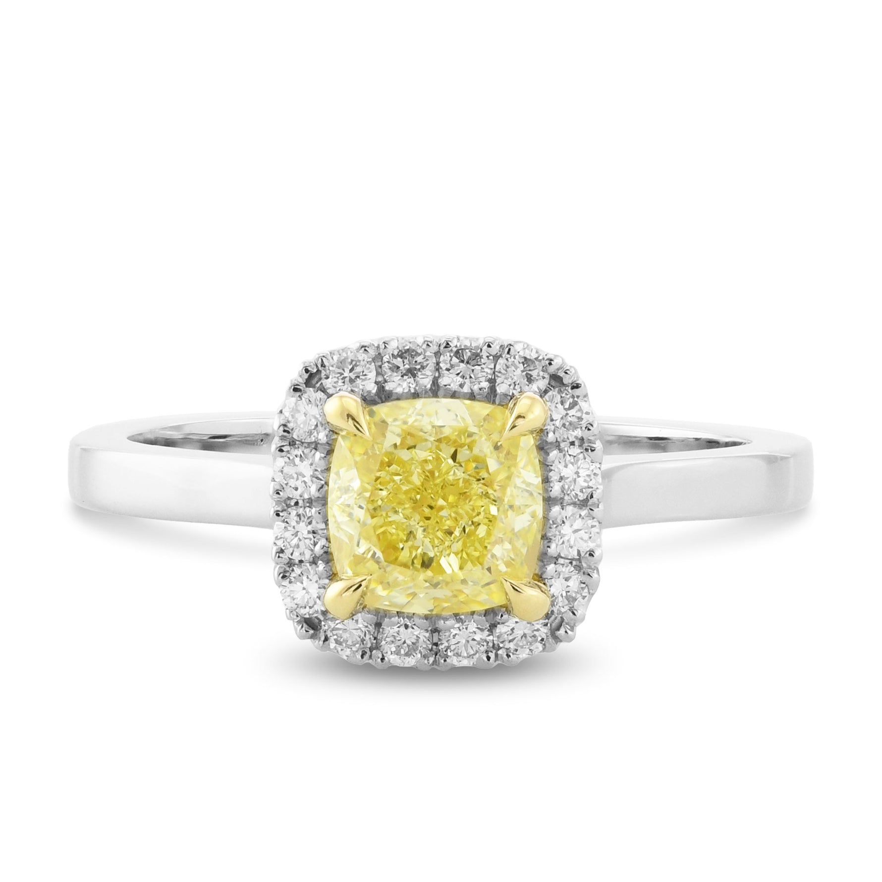 Fancy Yellow Cushion Halo Diamond Ring