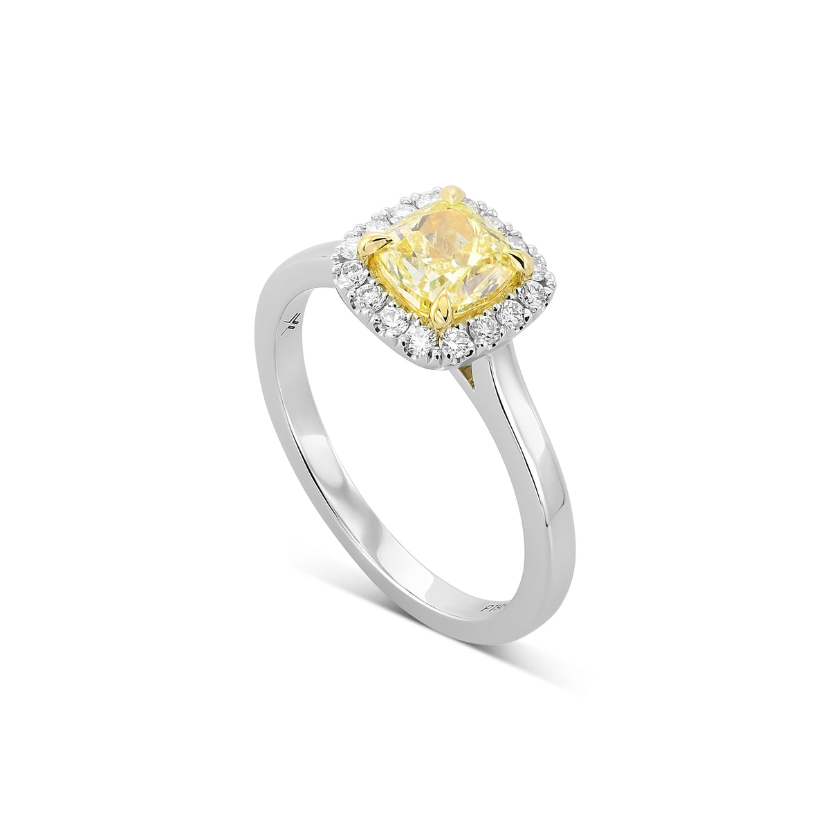 Fancy Yellow Cushion Halo Diamond Ring