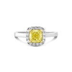 Fancy Yellow Cushion Halo Diamond Ring