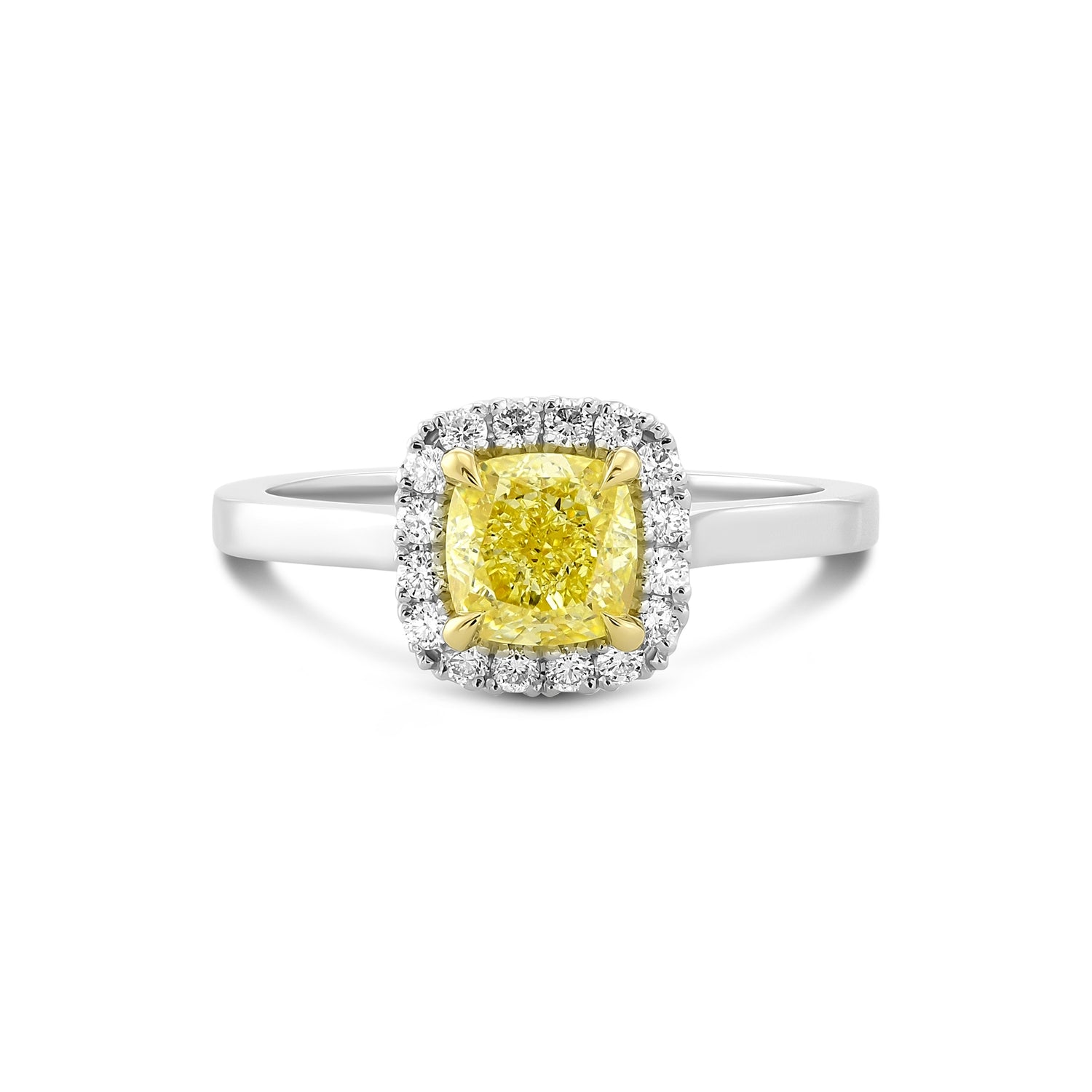 Fancy Yellow Cushion Halo Diamond Ring