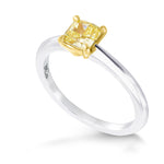 Fancy Yellow Cushion Solitaire Diamond Engagement Ring