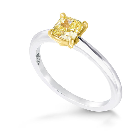 Fancy Yellow Cushion Solitaire Diamond Engagement Ring