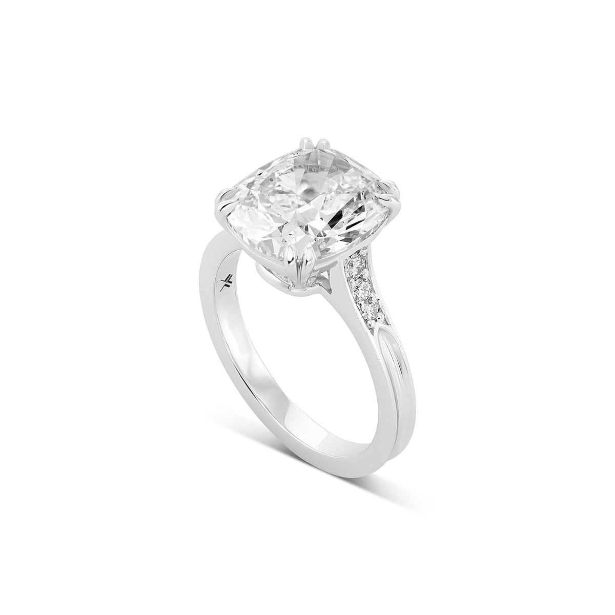 Colorless Cushion Diamond Solitaire Ring
