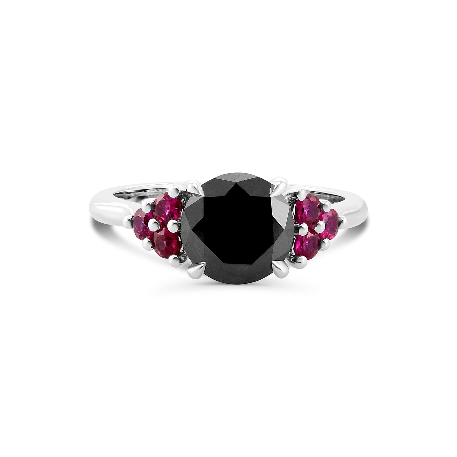 Fancy Black Diamond & Ruby Side-Stone Ring