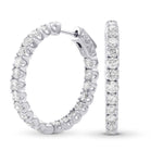 Round White Diamond Hoop Earrings