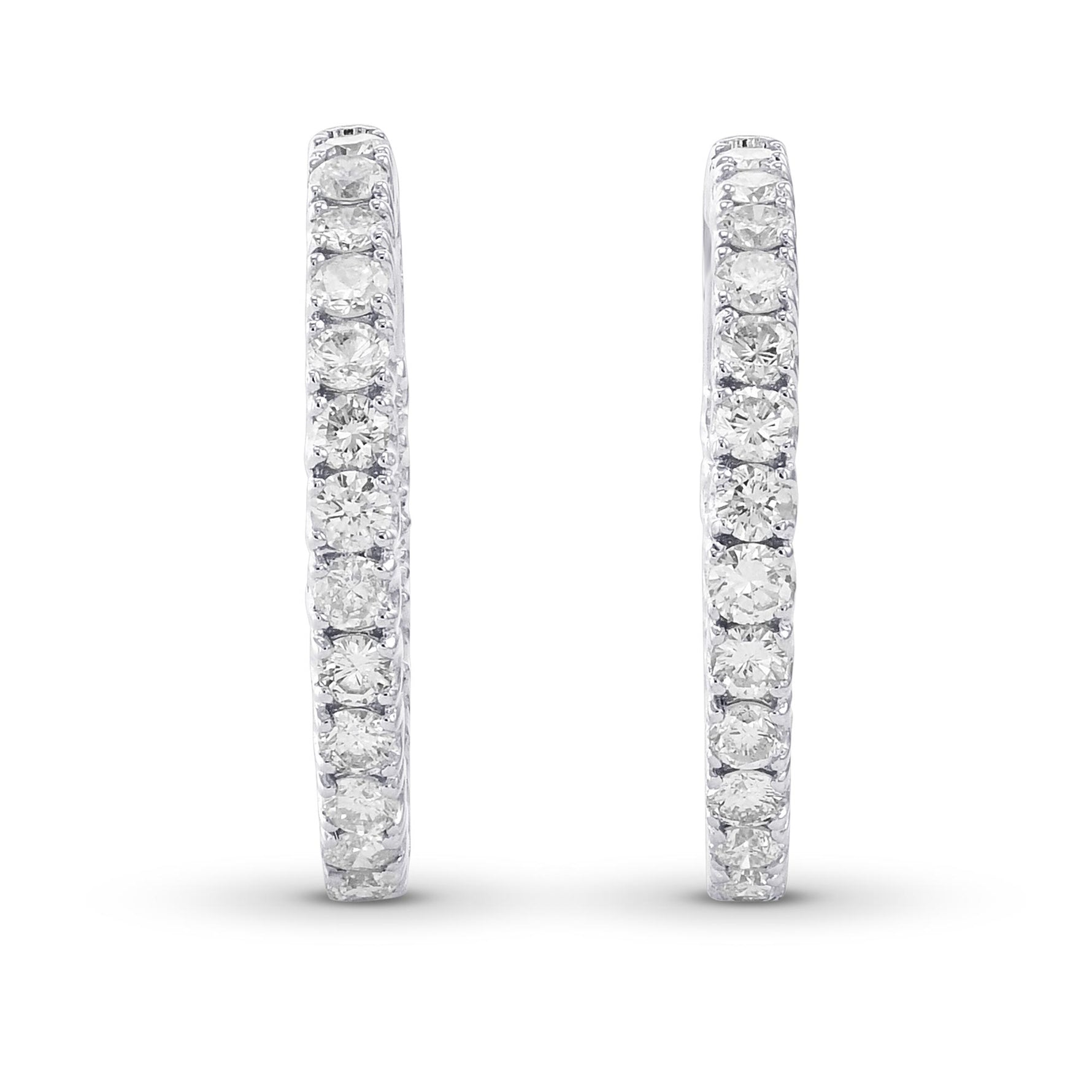 Round White Diamond Hoop Earrings