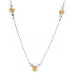 Fancy Intense Yellow Cushion Three-stone Diamond Necklace