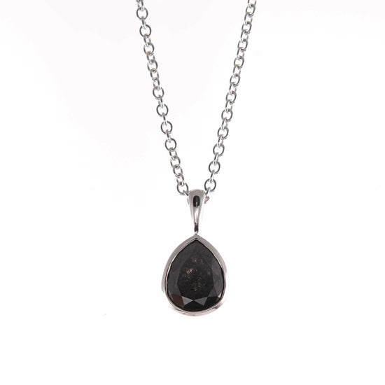 2.22cts Natural Fancy Black Pear Solitaire Pendant GIA