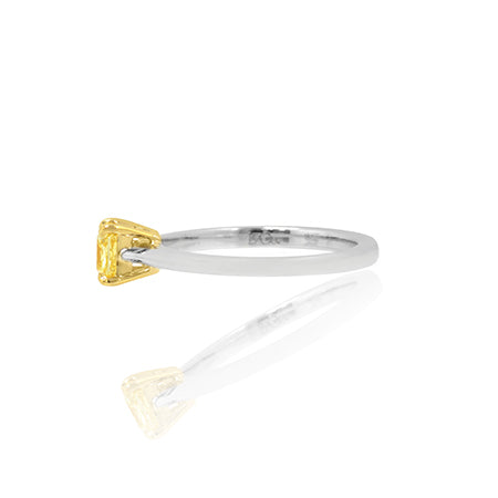 Fancy Intense Yellow Radiant Diamond solitaire ring