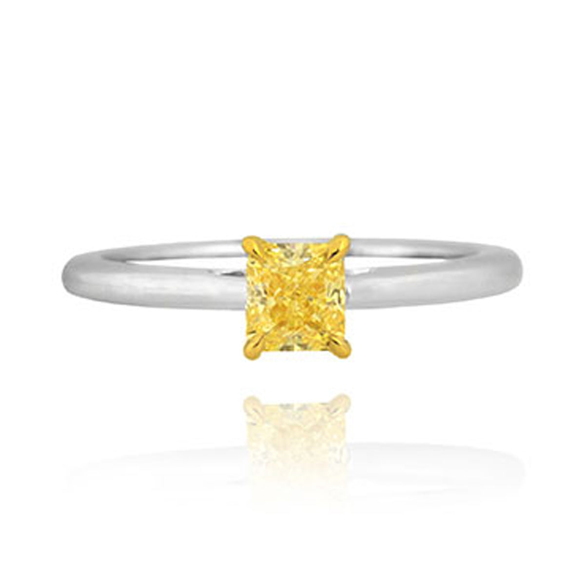 Fancy Intense Yellow Radiant Diamond solitaire ring