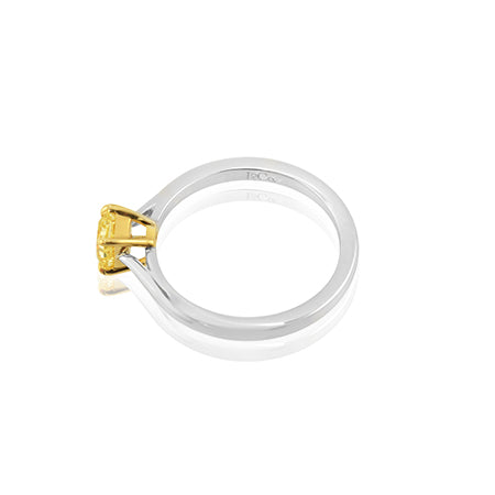 Fancy Intense Yellow Radiant Diamond solitaire ring