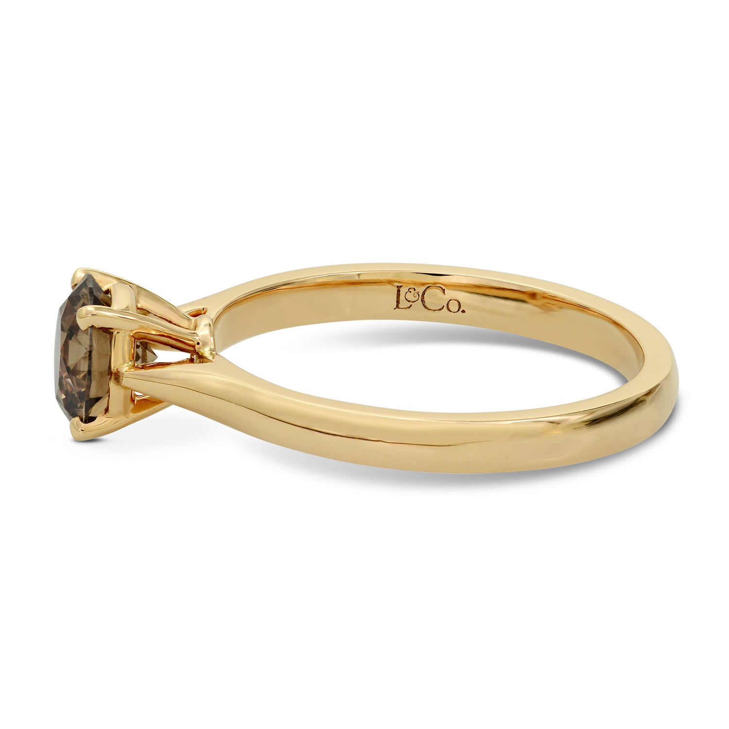 Fancy Dark Orange Brown Diamond Solitaire engagement ring