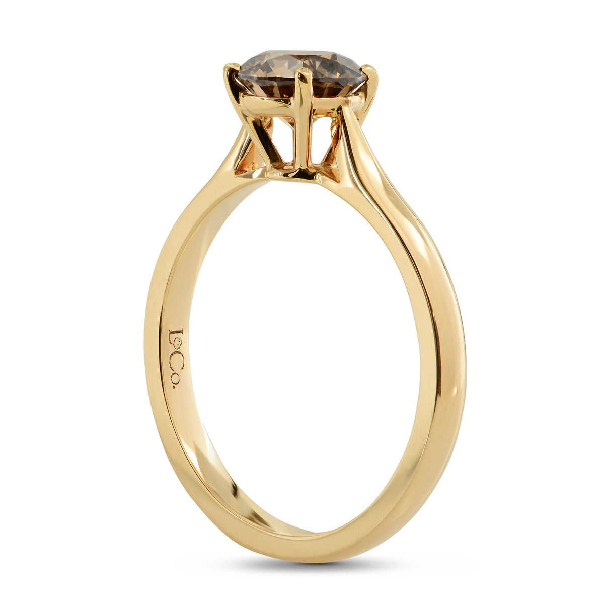 Fancy Dark Orange Brown Diamond Solitaire engagement ring