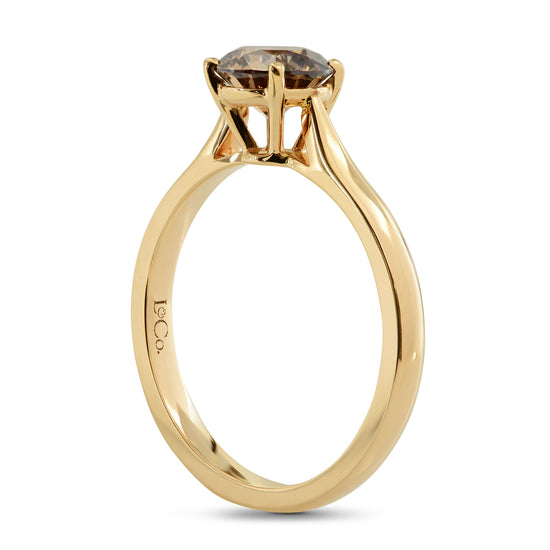 Fancy Dark Orange Brown Diamond Solitaire engagement ring