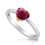 Unheated Vivid Red Ruby Heart Solitaire Ring
