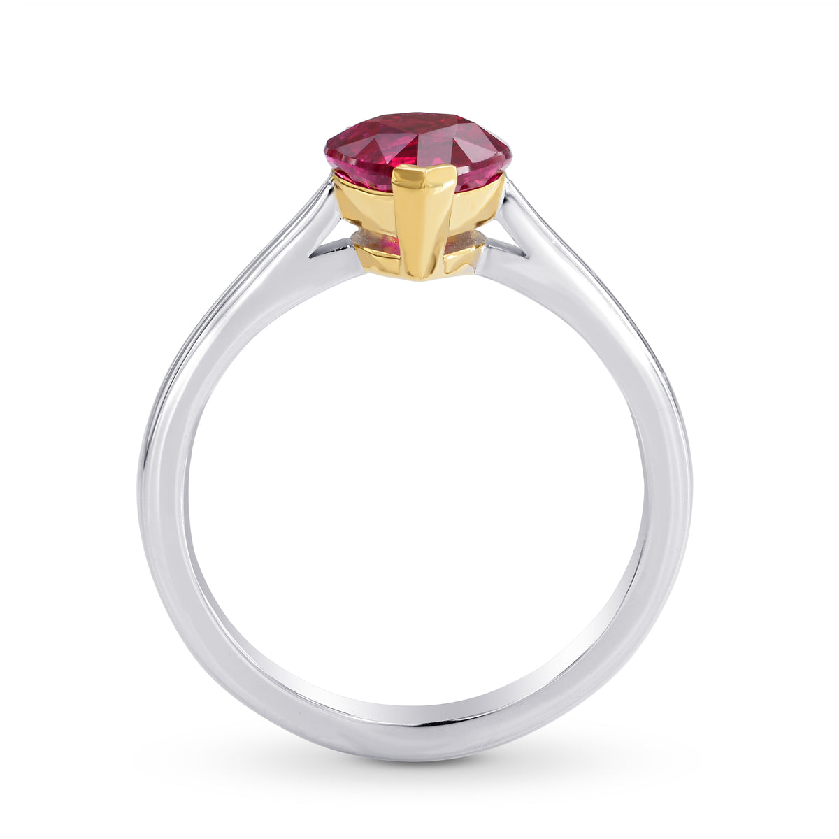 Unheated Vivid Red Ruby Heart Solitaire Ring