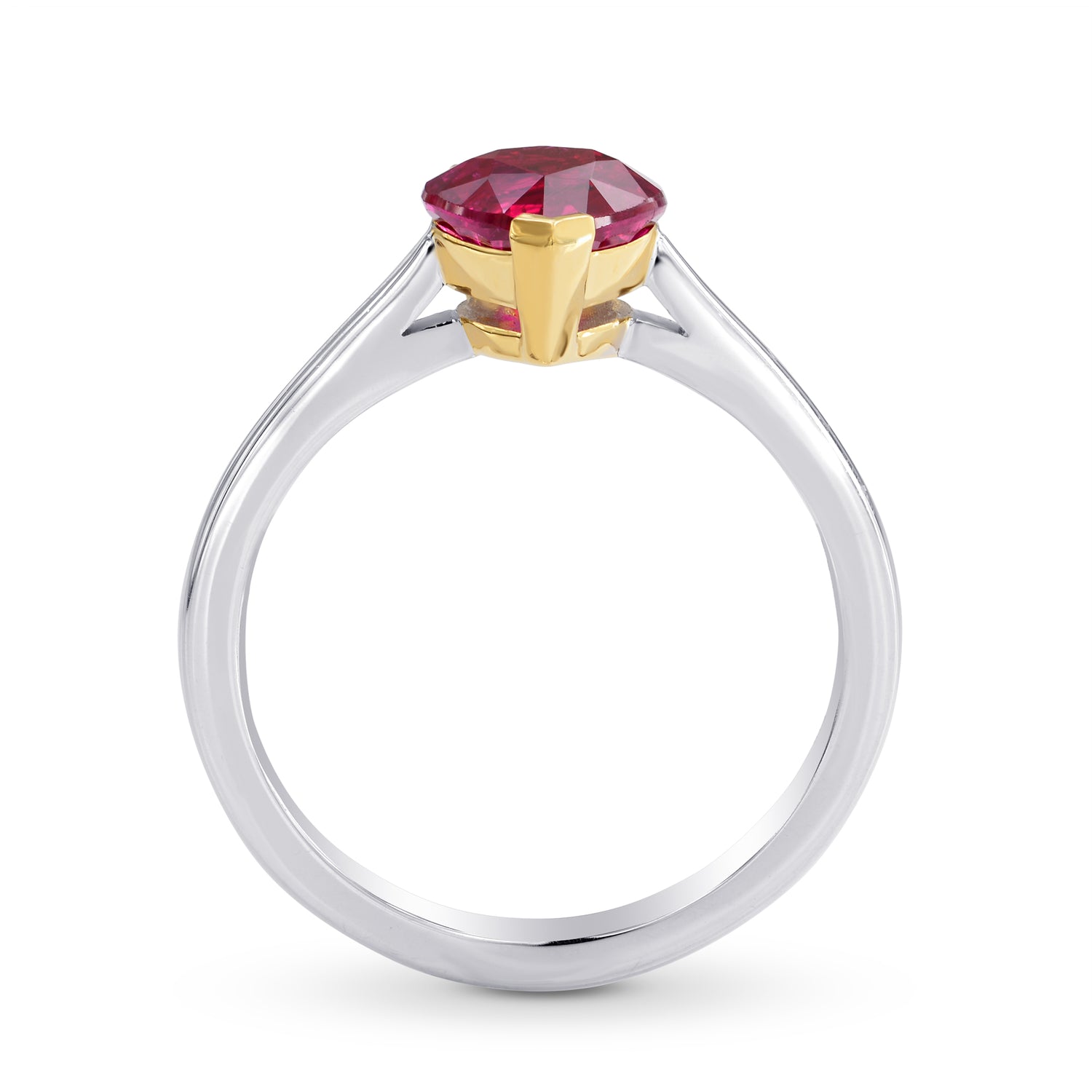 Unheated Vivid Red Ruby Heart Solitaire Ring