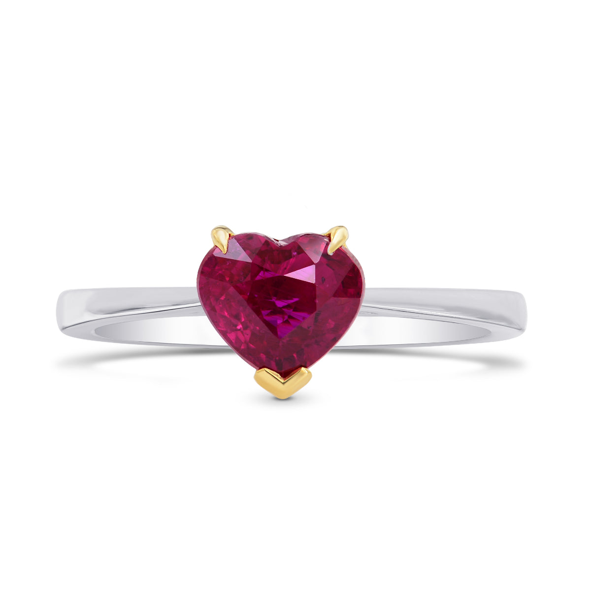 Unheated Vivid Red Ruby Heart Solitaire Ring