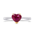 Unheated Vivid Red Ruby Heart Solitaire Ring
