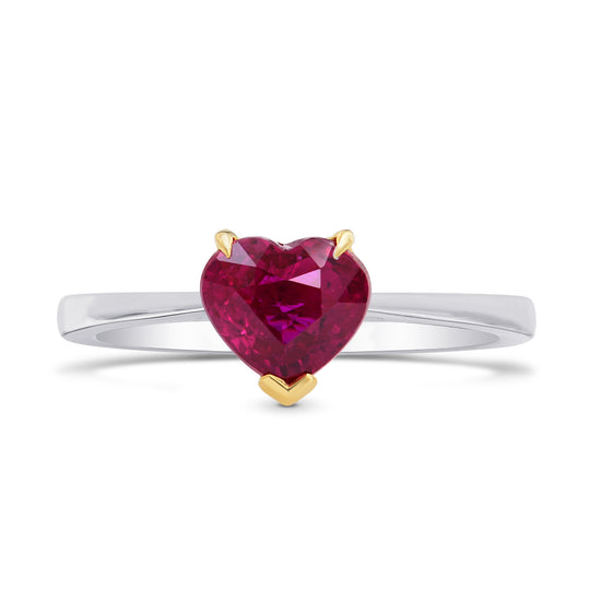 Unheated Vivid Red Ruby Heart Solitaire Ring