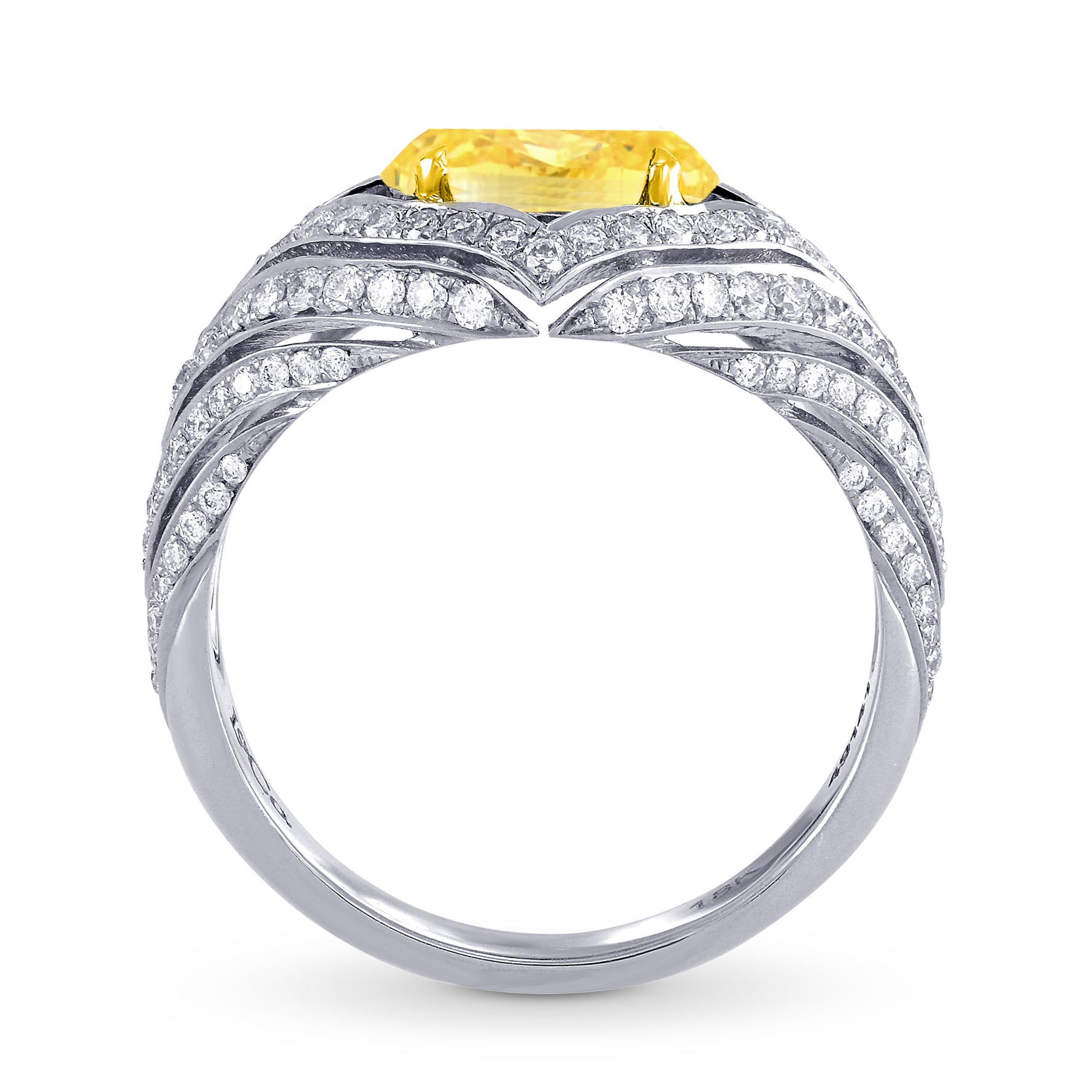 Fancy Intense Yellow Oval Diamond Ring
