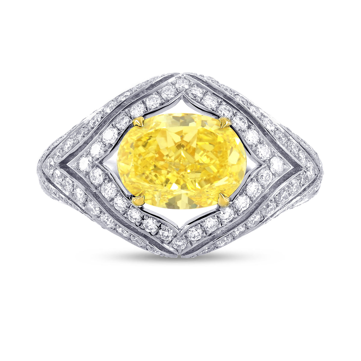 Fancy Intense Yellow Oval Diamond Ring