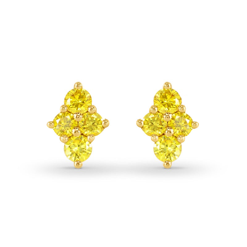 Fancy Vivid Yellow Pave Earrings mounted with 0.36ct BR Diamonds set in 18K Gold