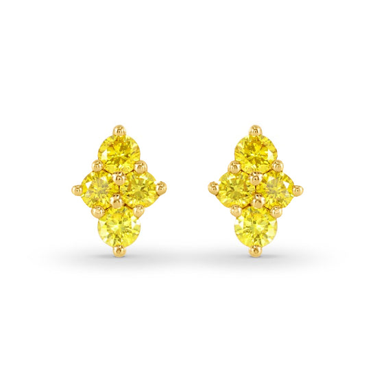Fancy Vivid Yellow Pave Earrings mounted with 0.36ct BR Diamonds set in 18K Gold