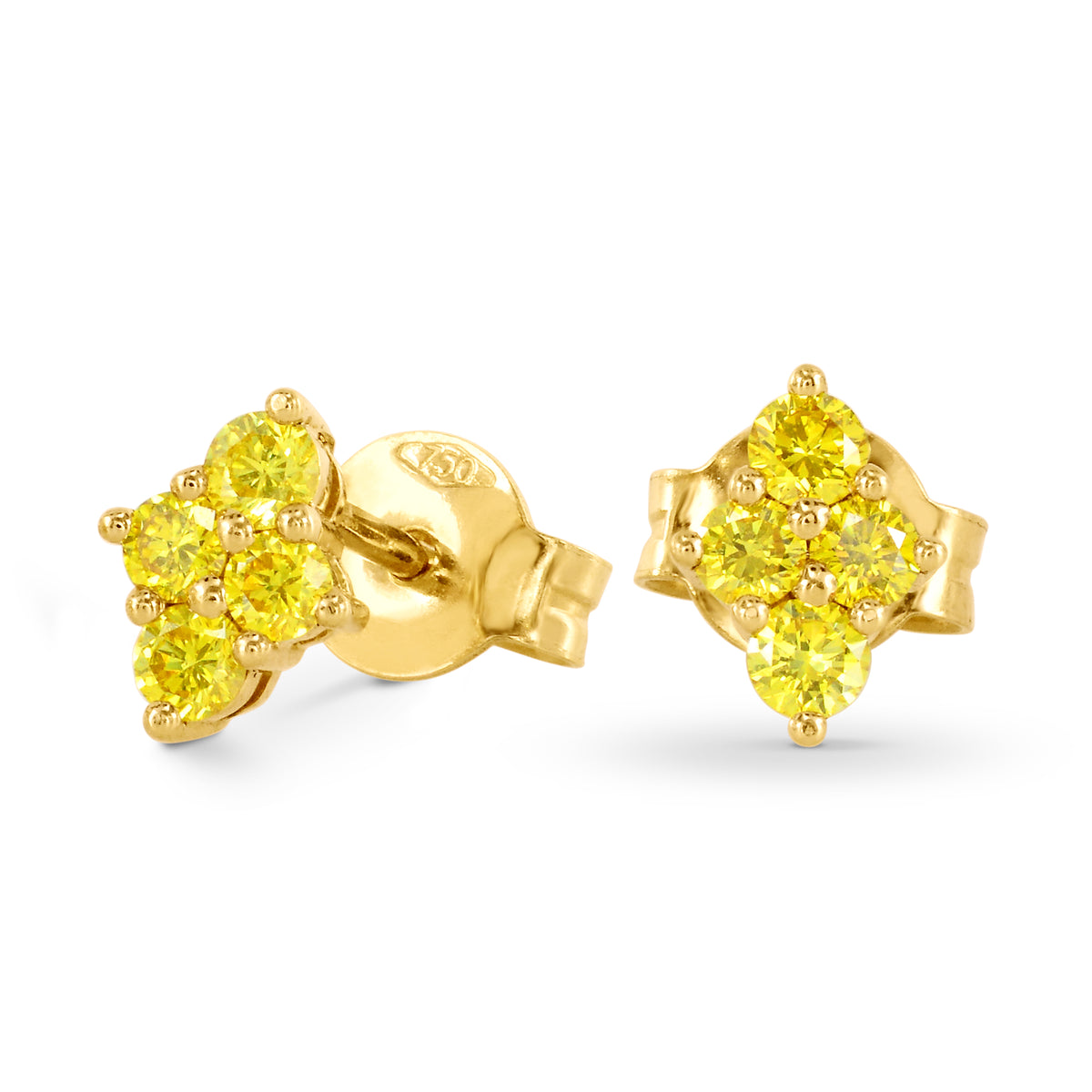 Fancy Vivid Yellow Pave Earrings mounted with 0.36ct BR Diamonds set in 18K Gold