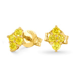 Fancy Vivid Yellow Pave Earrings mounted with 0.36ct BR Diamonds set in 18K Gold