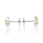 Light Yellow Radiant Diamond Halo Earrings 